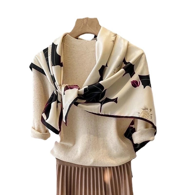 Women's Sweet Minimalist Flower Polyester Silk Scarf