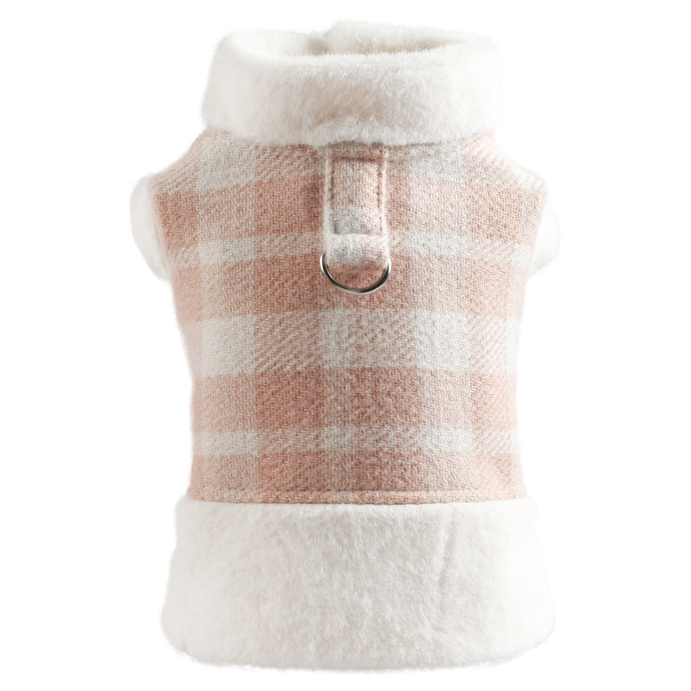 Warm Plaid Dog Harness Coat