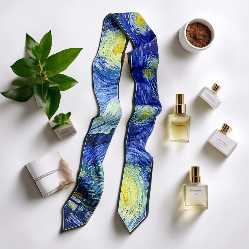 Women's Fairy Style Sweet Flower Satin Silk Scarf