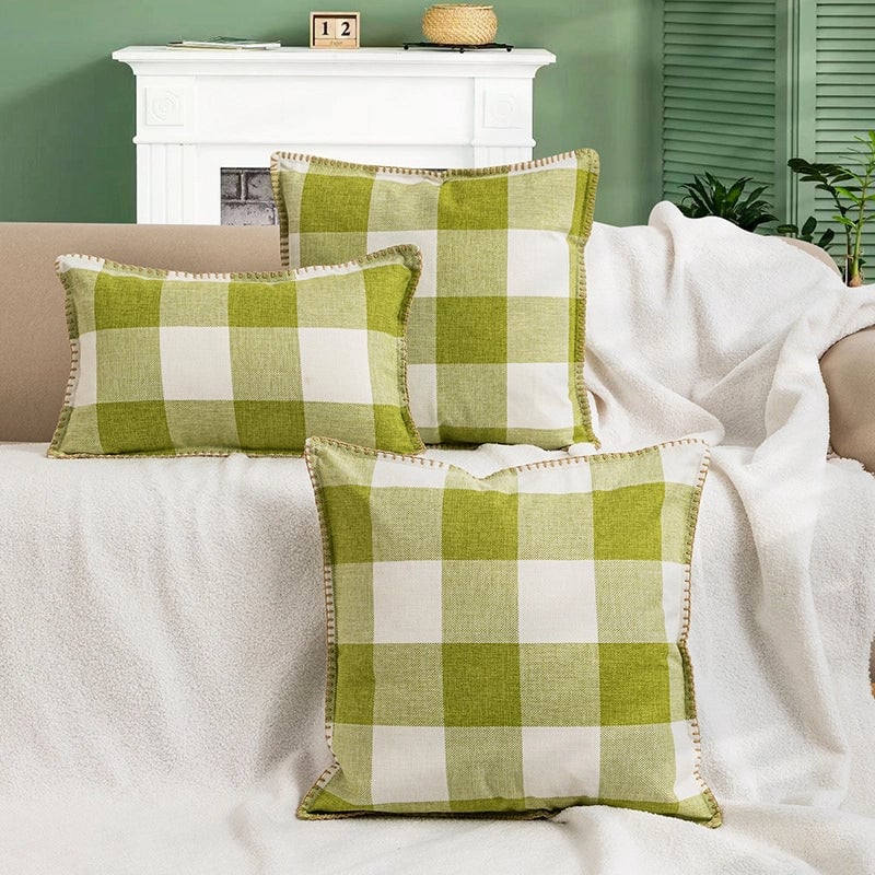 Elegant Minimalist Lattice Imitated Hemp Chenille Pillow Cases
