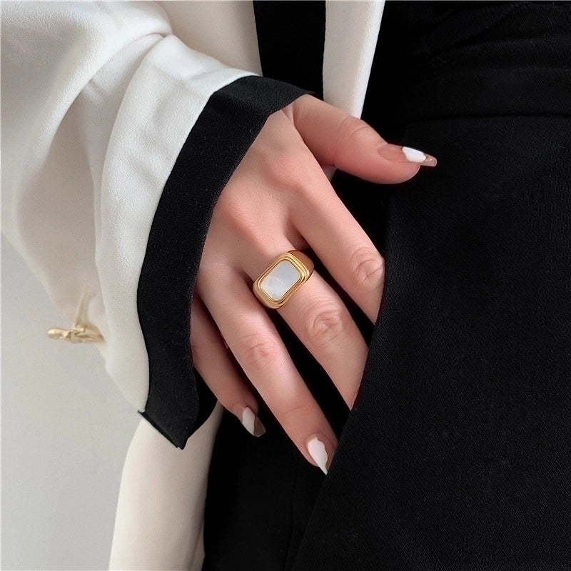 Minimalist Square Stainless Steel Plating 18k Gold Plated Rings