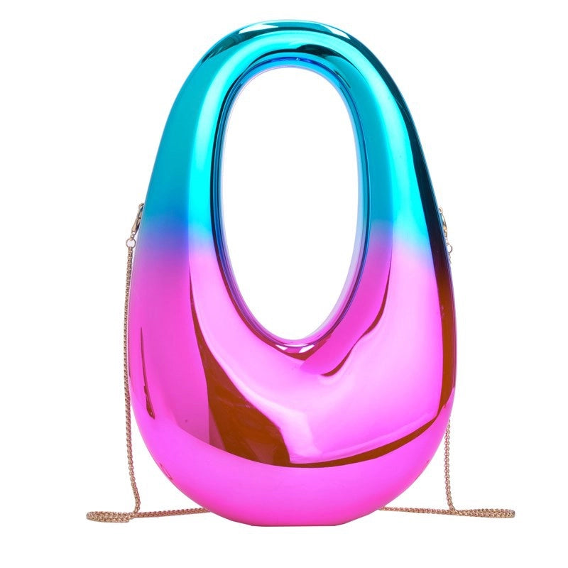 Women's Medium PVC Geometric Solid Color Streetwear Oval Magnetic Buckle Bucket Bag