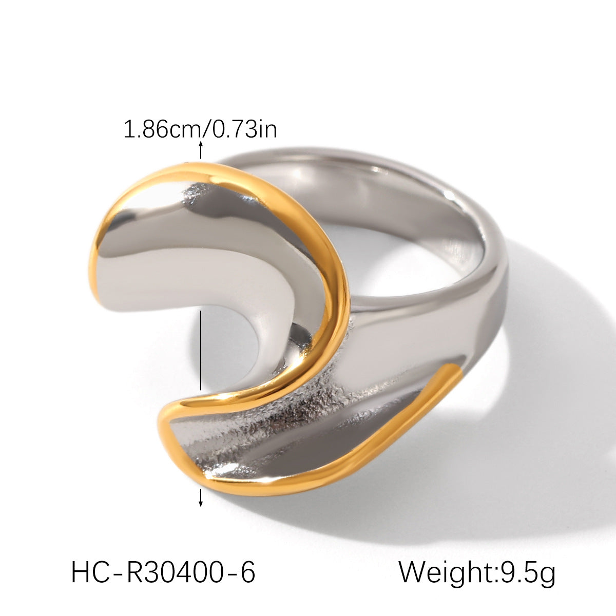 Stainless Steel Line Open Ring Hand Jewelry Niche Design Irregular Titanium Steel Ring Ring