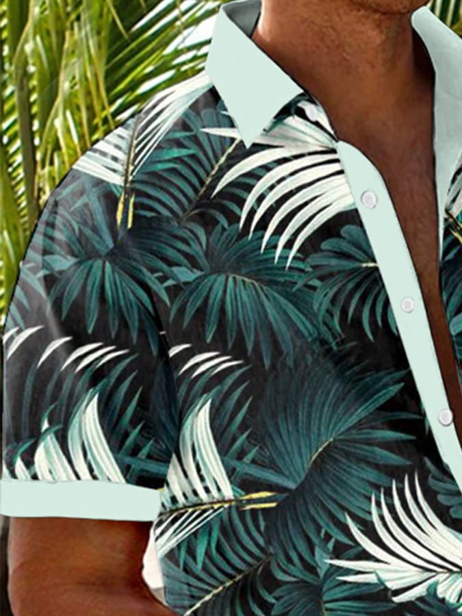 Men's Hawaiian Palm Tree Print Fashion Short Sleeve Shirt