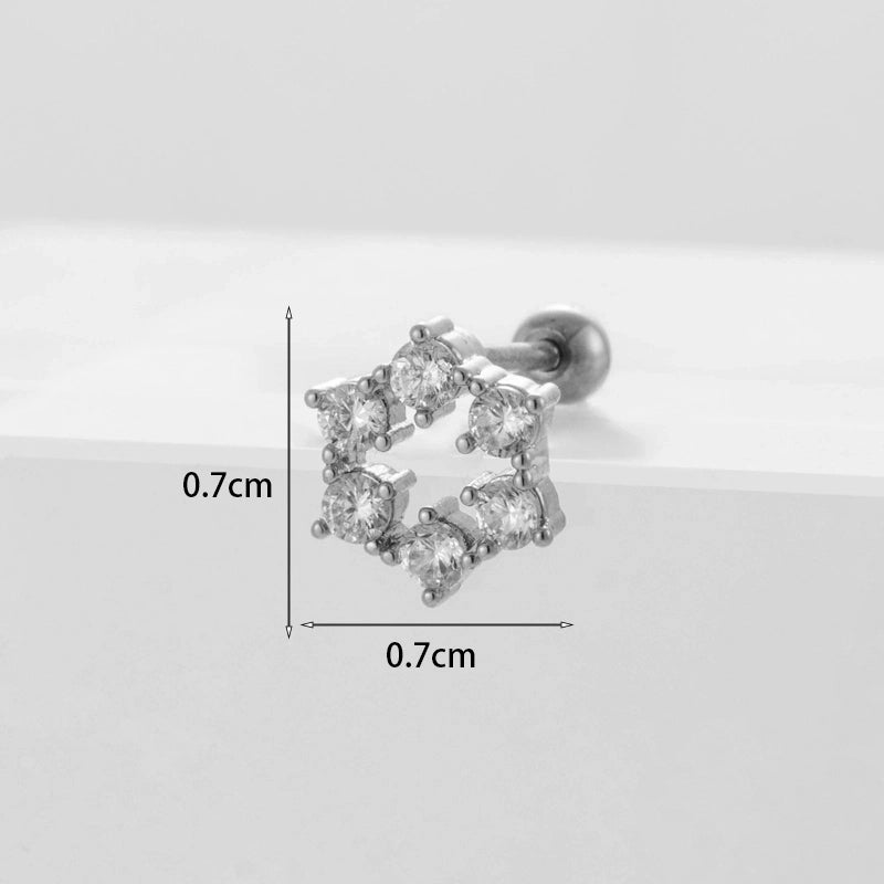 Ear Cartilage Rings & Studs Geometric Copper Plating Artificial Gemstones