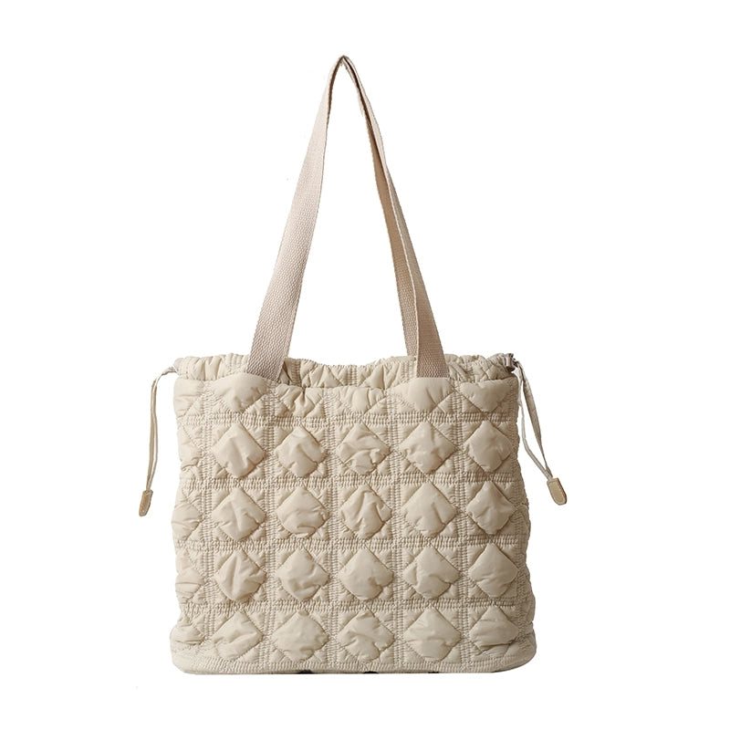 Women's Cotton Solid Color Classic Style String Shoulder Bag