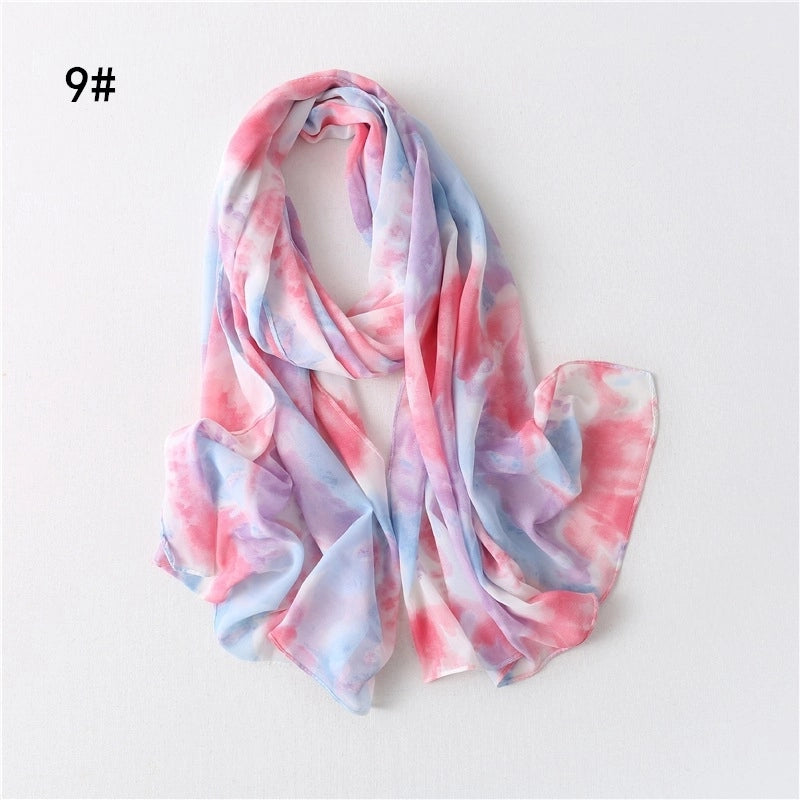 Women's Minimalist Tie Dye Chiffon Scarf