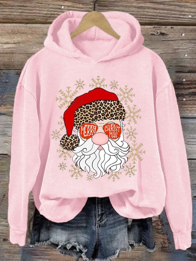 Women's Cute Santa Claus Print Hoodie