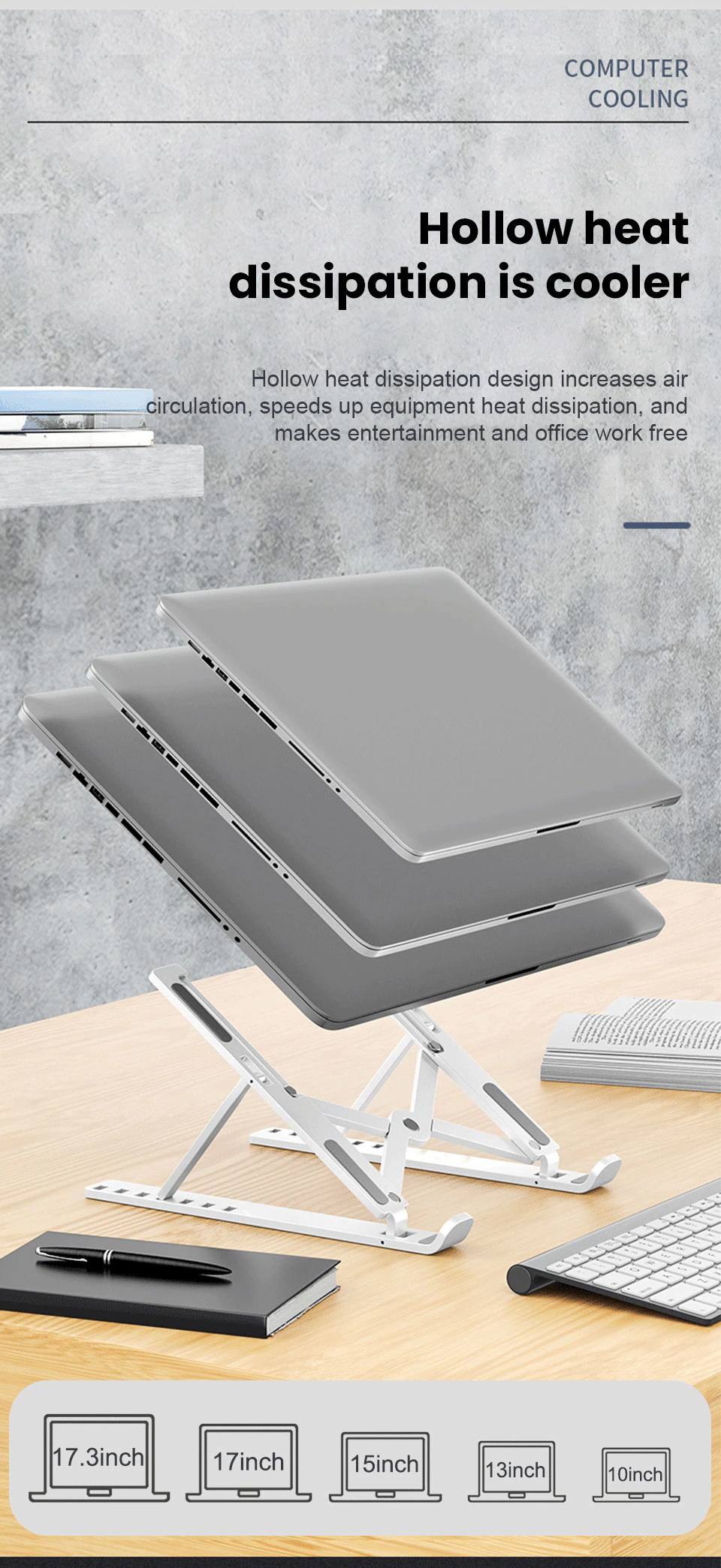 Laptop & Tablet Stand Non-slip ABS Adjustable Foldable Holder