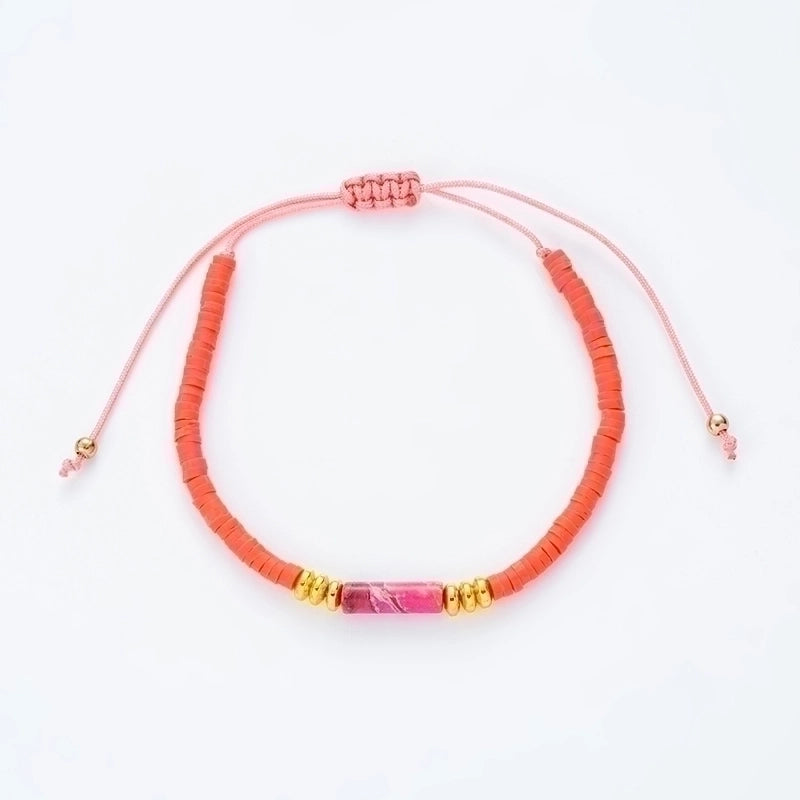Minimalist Solid Color Natural Stone Rope Handmade Knitting Drawstring Bracelets