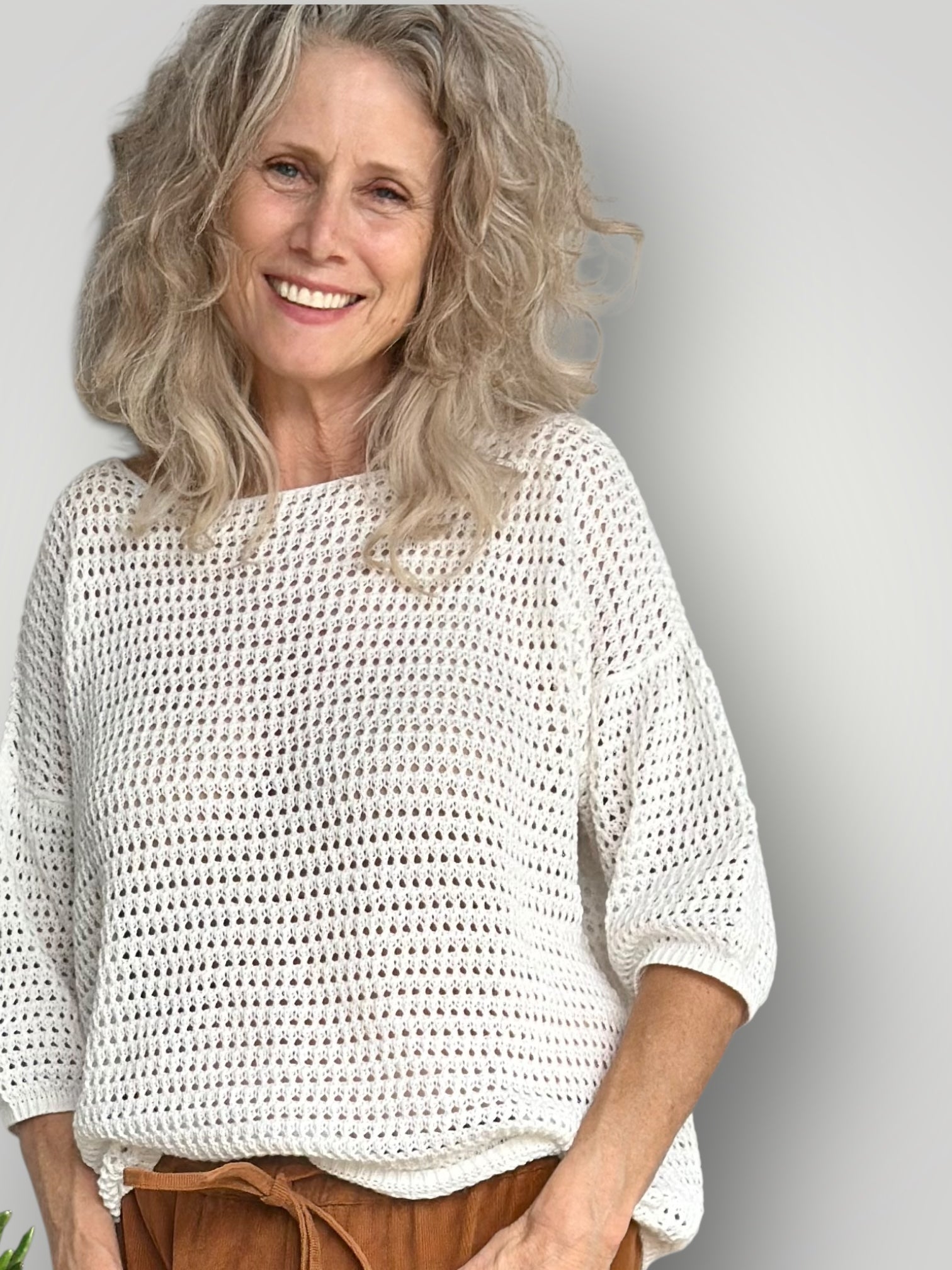 alex top - white cotton pointelle