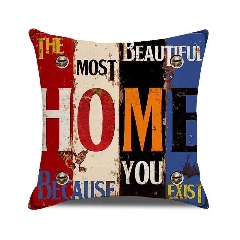 Retro Letter Chemical Fiber Pillow Cases