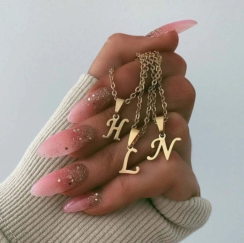 Minimalist Letter 201 Stainless Steel Gold Plated Plating Stainless Steel Necklaces