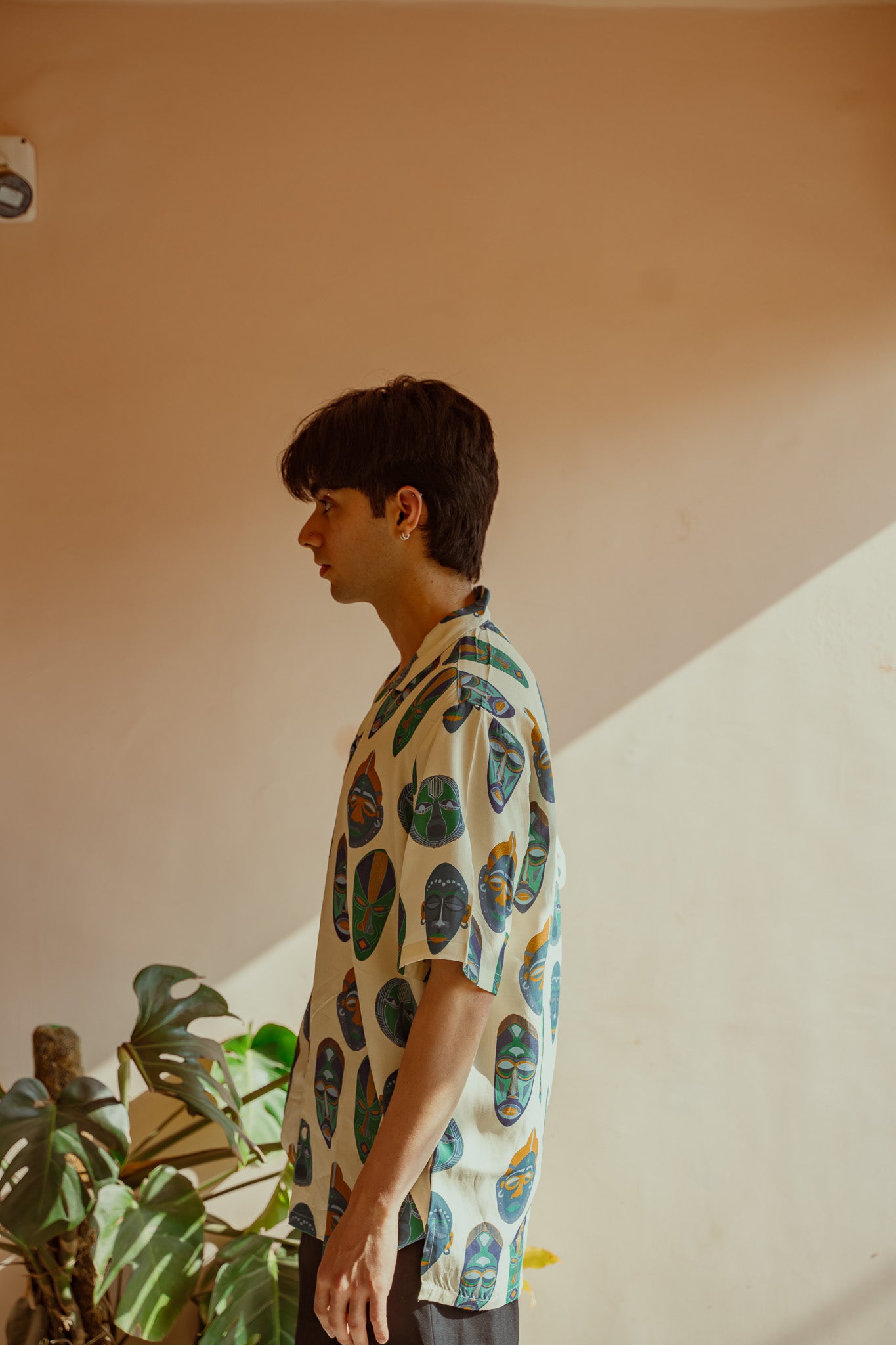 Tribal Faces Green Oversize Shirt