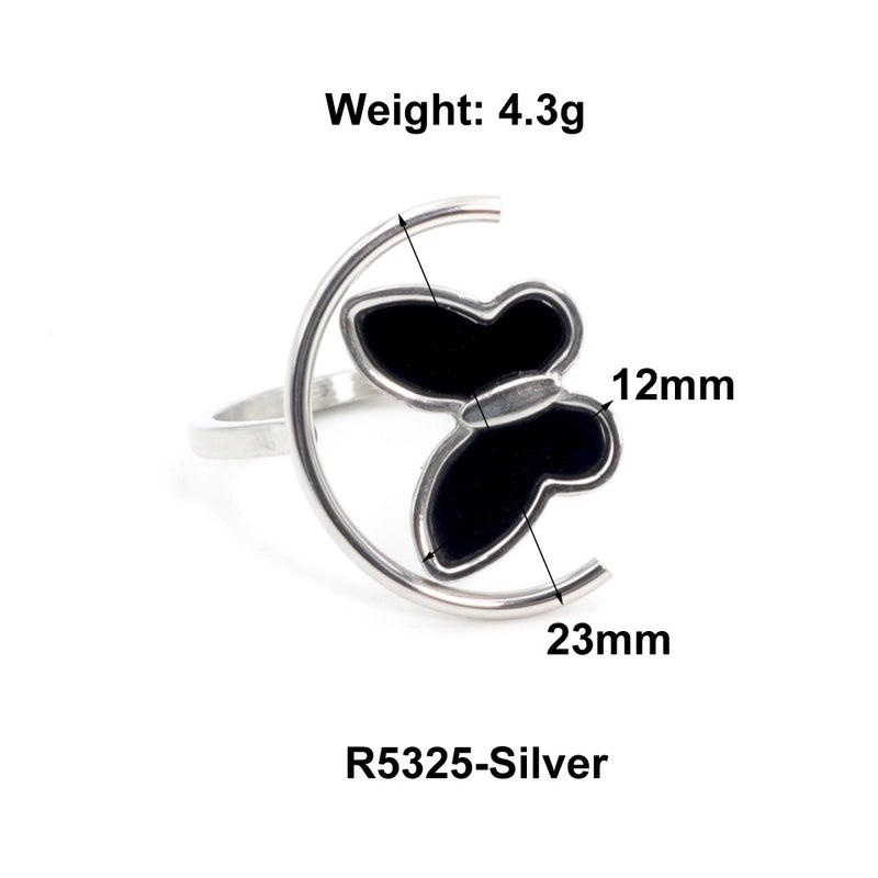 Vintage Style Classic Style Geometric Heart Shape Butterfly Titanium Steel Plating Rings