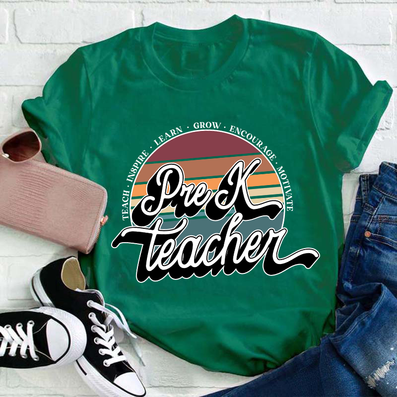 Personalized Teach Inspire Learn Grow Encourage Motivate Teacher T-Shirt