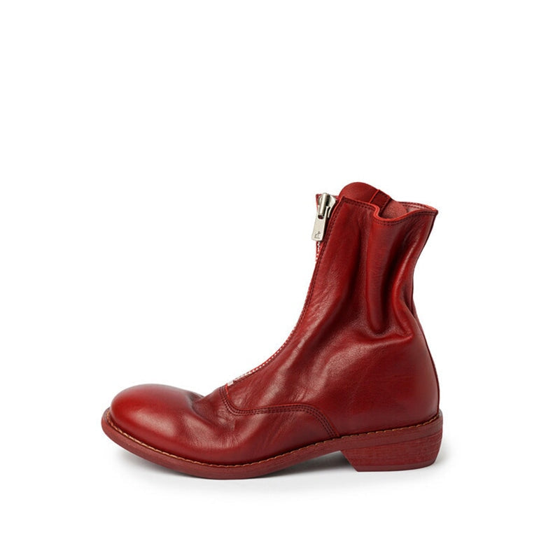 Handmade Leather Ankle Boots Comfortable Walking Round Martin Boots Brown/Black/Red/Beige/Grey