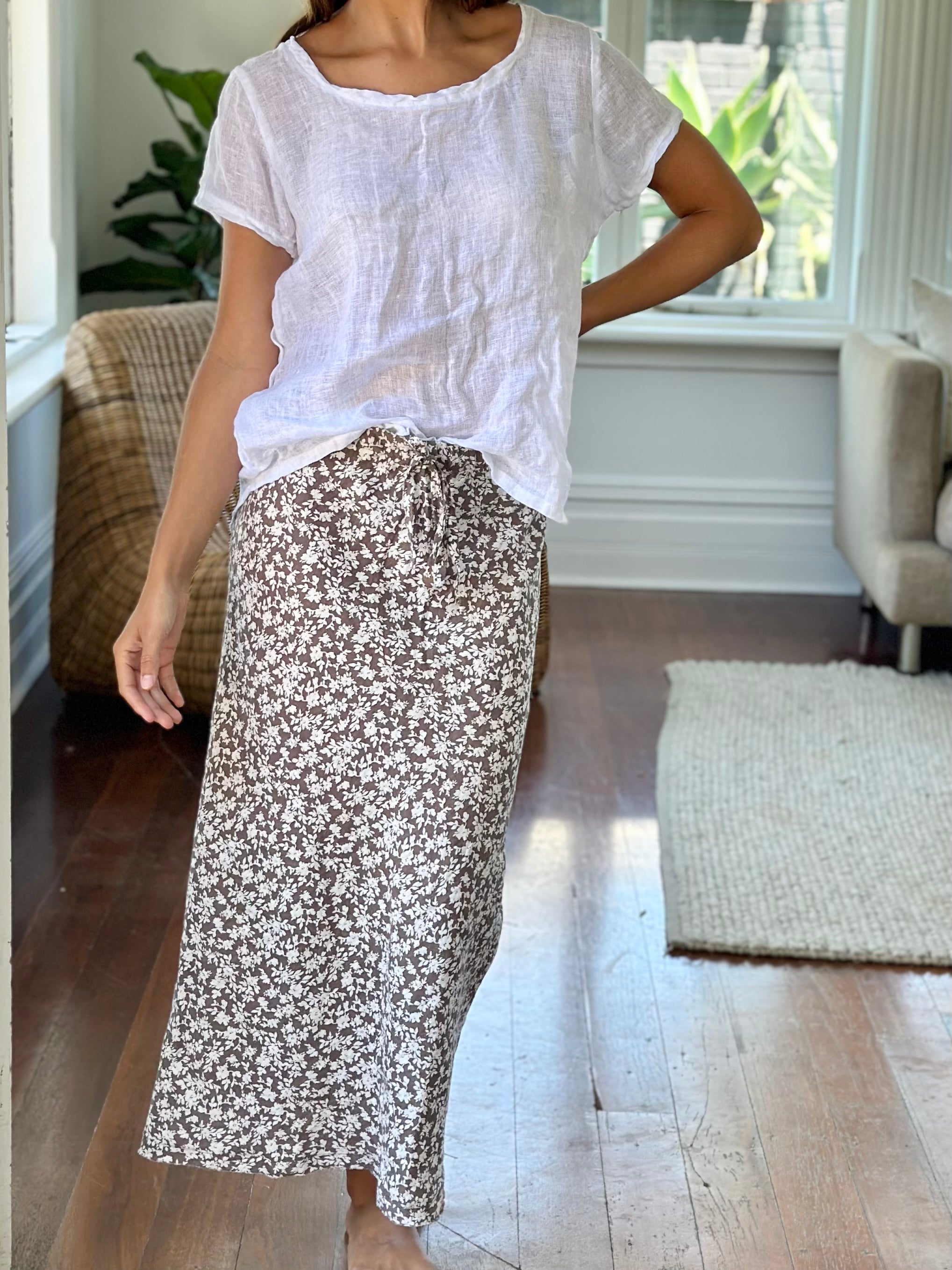 anthea skirt - soil floral linen