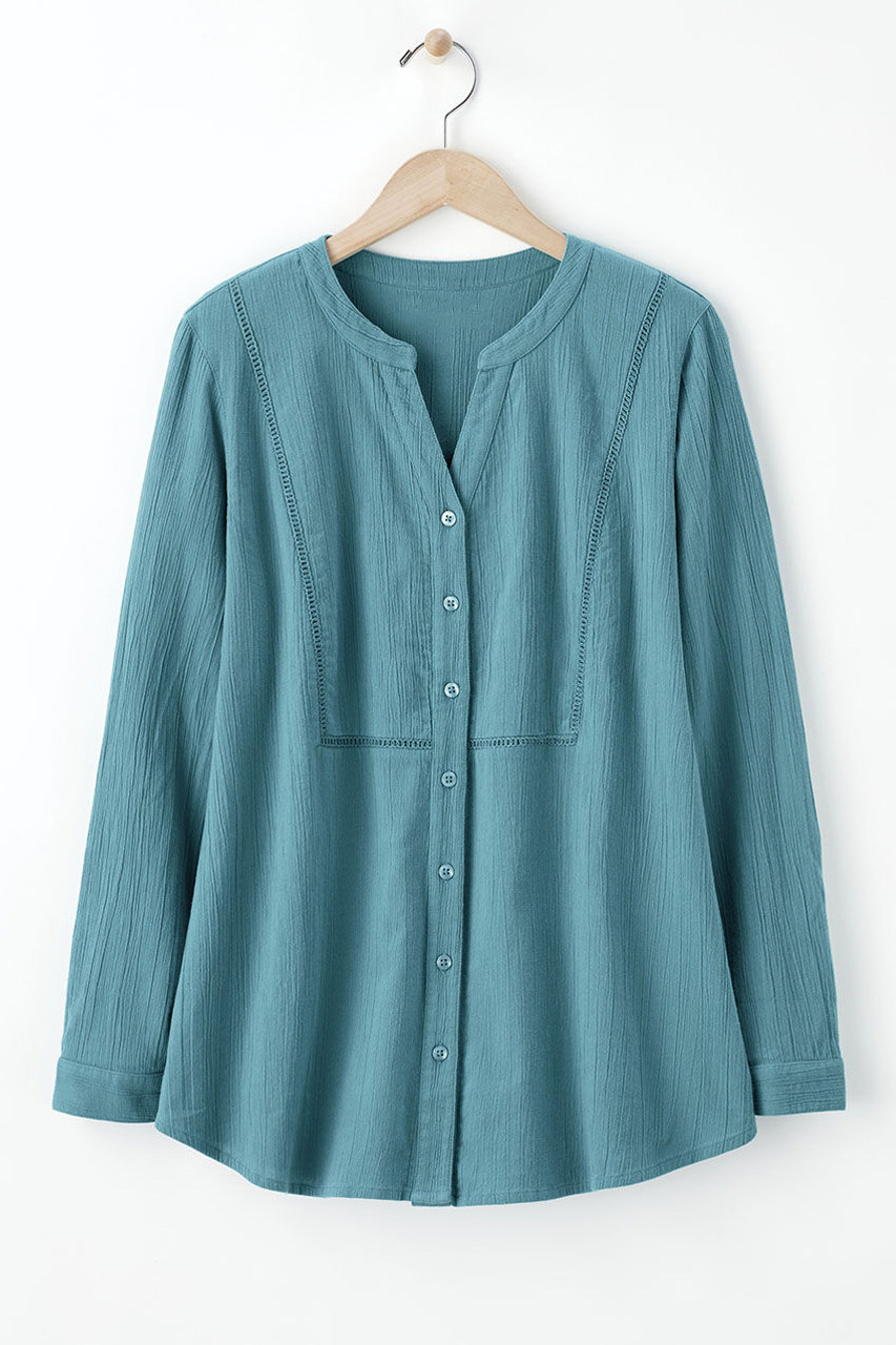 Crinkle Cotton Openwork Big Shirt