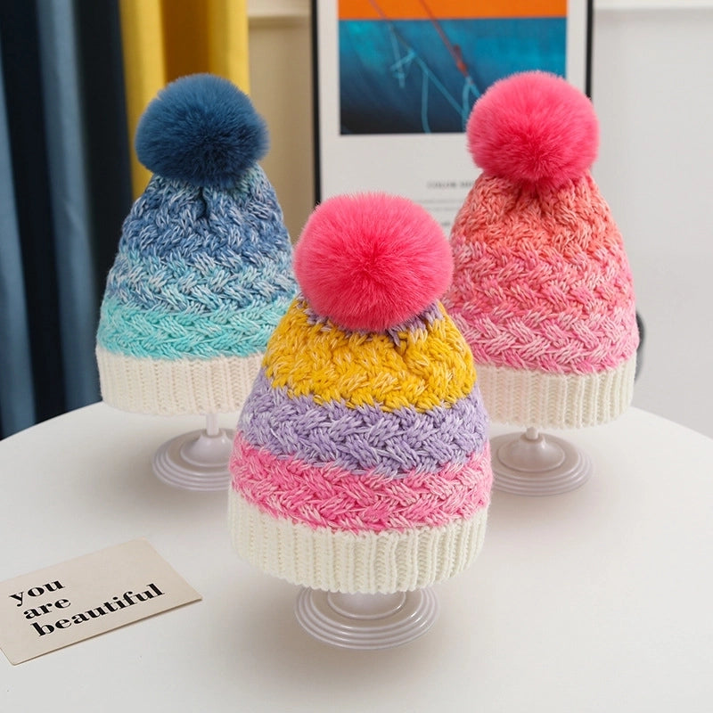 Girl's Cartoon Style Sweet Minimalist Color Block Wool Cap