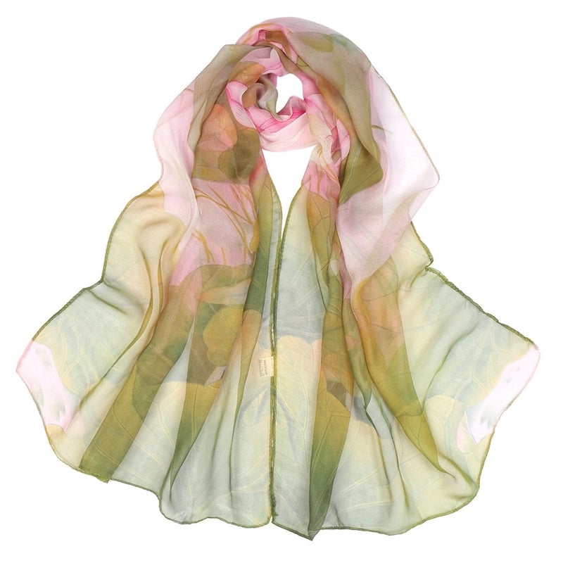 Women's Elegant Flower Georgette Printing Cotton Linen Scarves