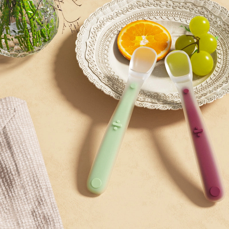 Silicone Spoon Newborn Baby Supplementary Food Spoon Baby Feeding Water Soft Spoon Children's Tableware Training Eating Fruit Mud