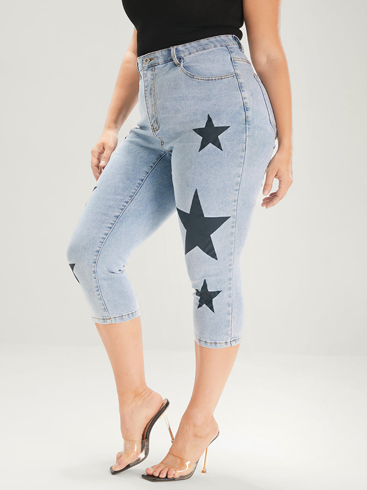 Skinny Very Stretchy Mid Rise Light Wash Cropped Jeans