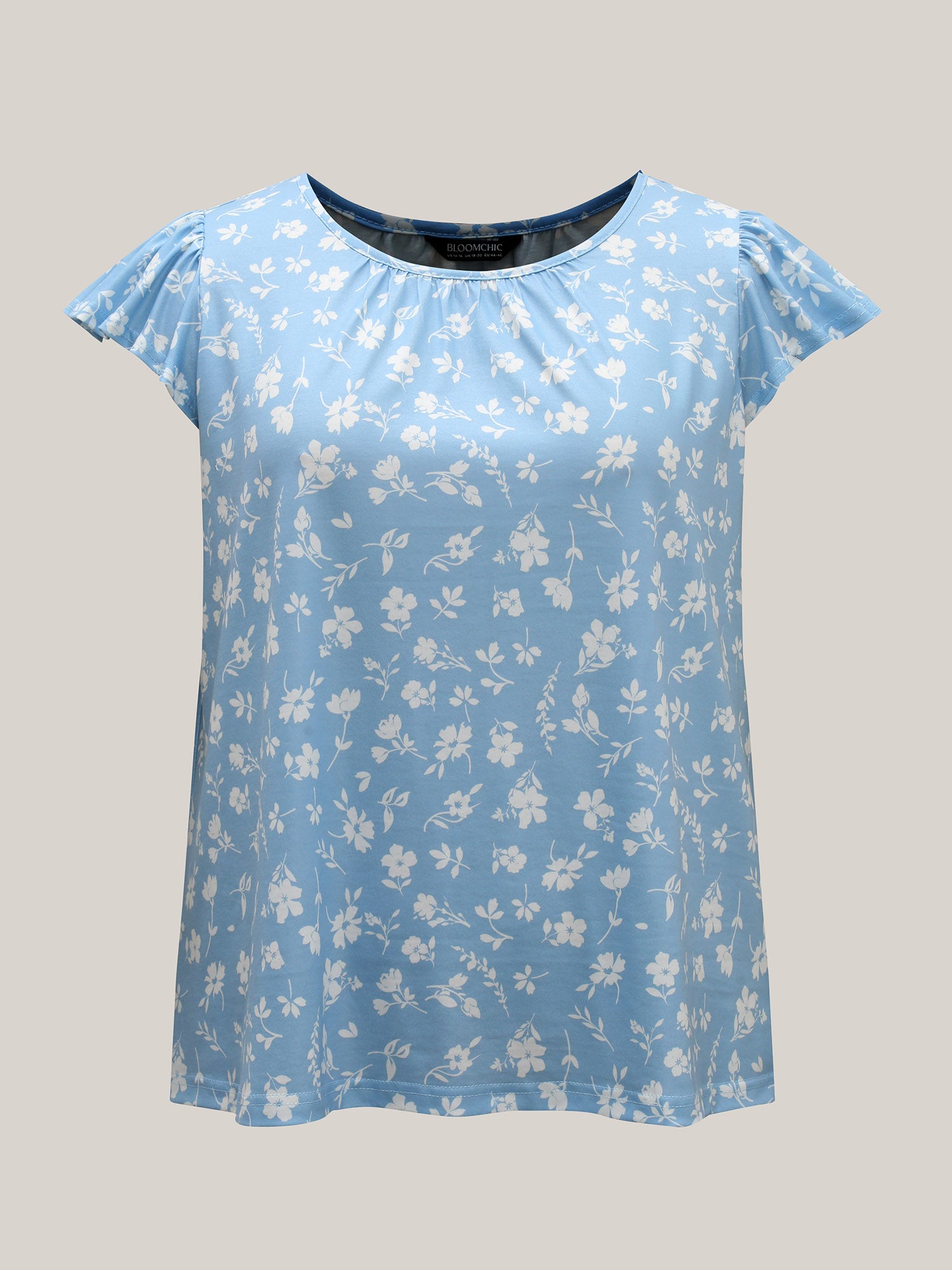 Floral Print Flutter Sleeve Relaxed Top