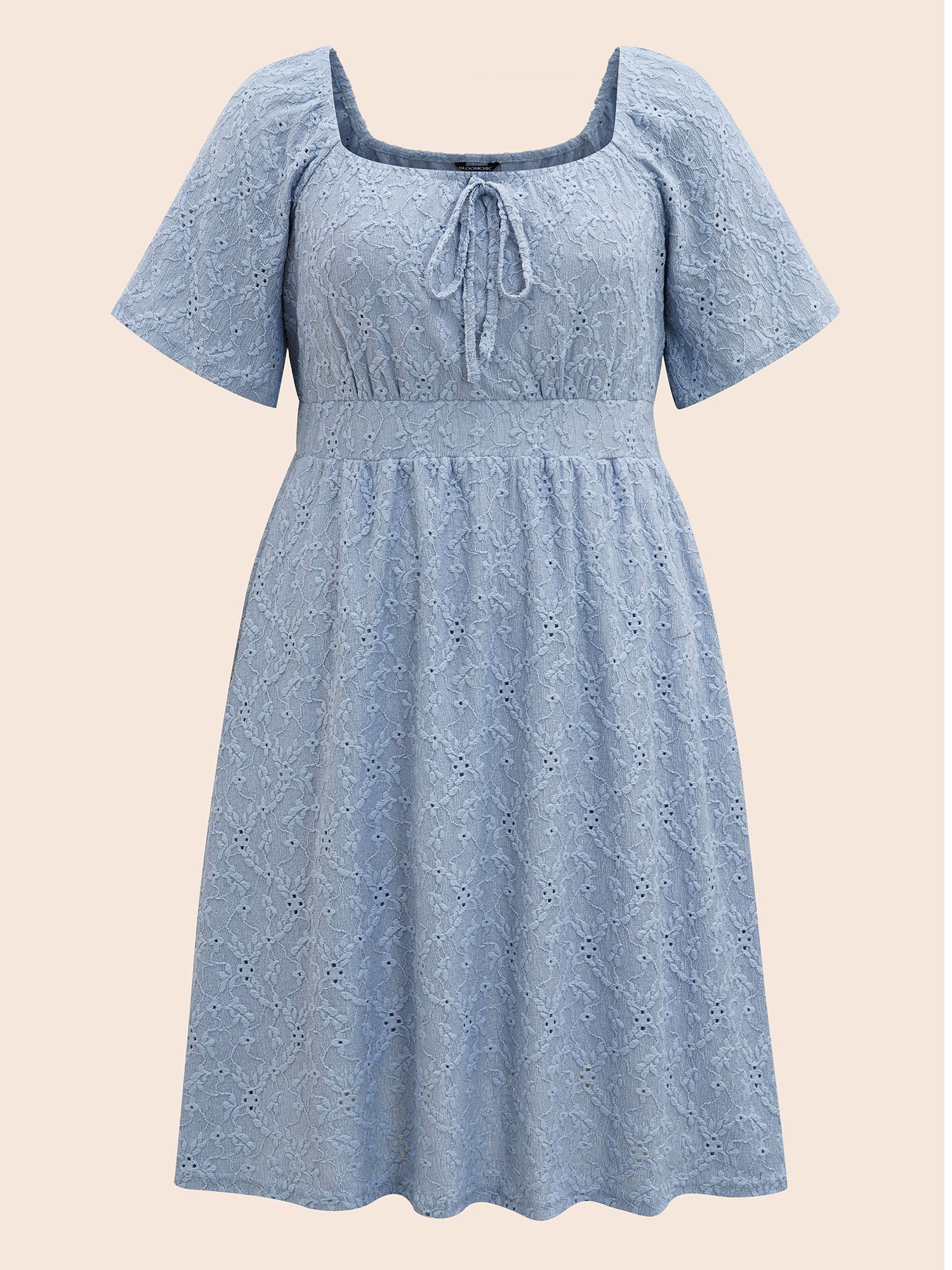 Textured Bowknot Ruffle Sleeve Dress