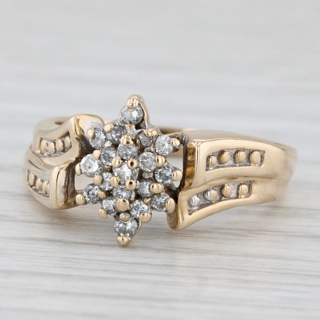 0.25ctw Diamond Cluster Engagement Ring 10k Yellow Gold Size 6