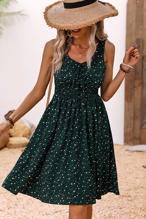 Leopard Print Sleeveless Casual Mini Dress