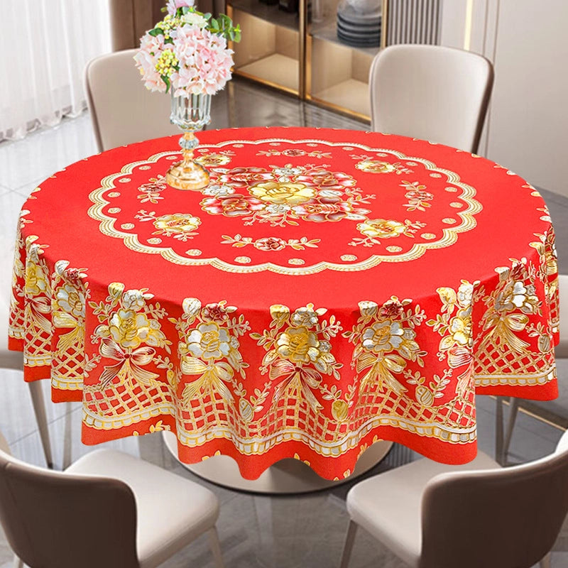 Elegant Classic Style Geometric Flower PVC Tablecloths Artificial Decorations