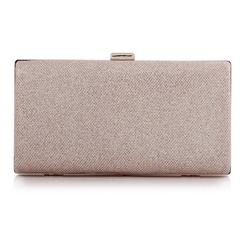 Black Champagne Silver Pu Leather Polyester Solid Color Square Clutch Evening Bag