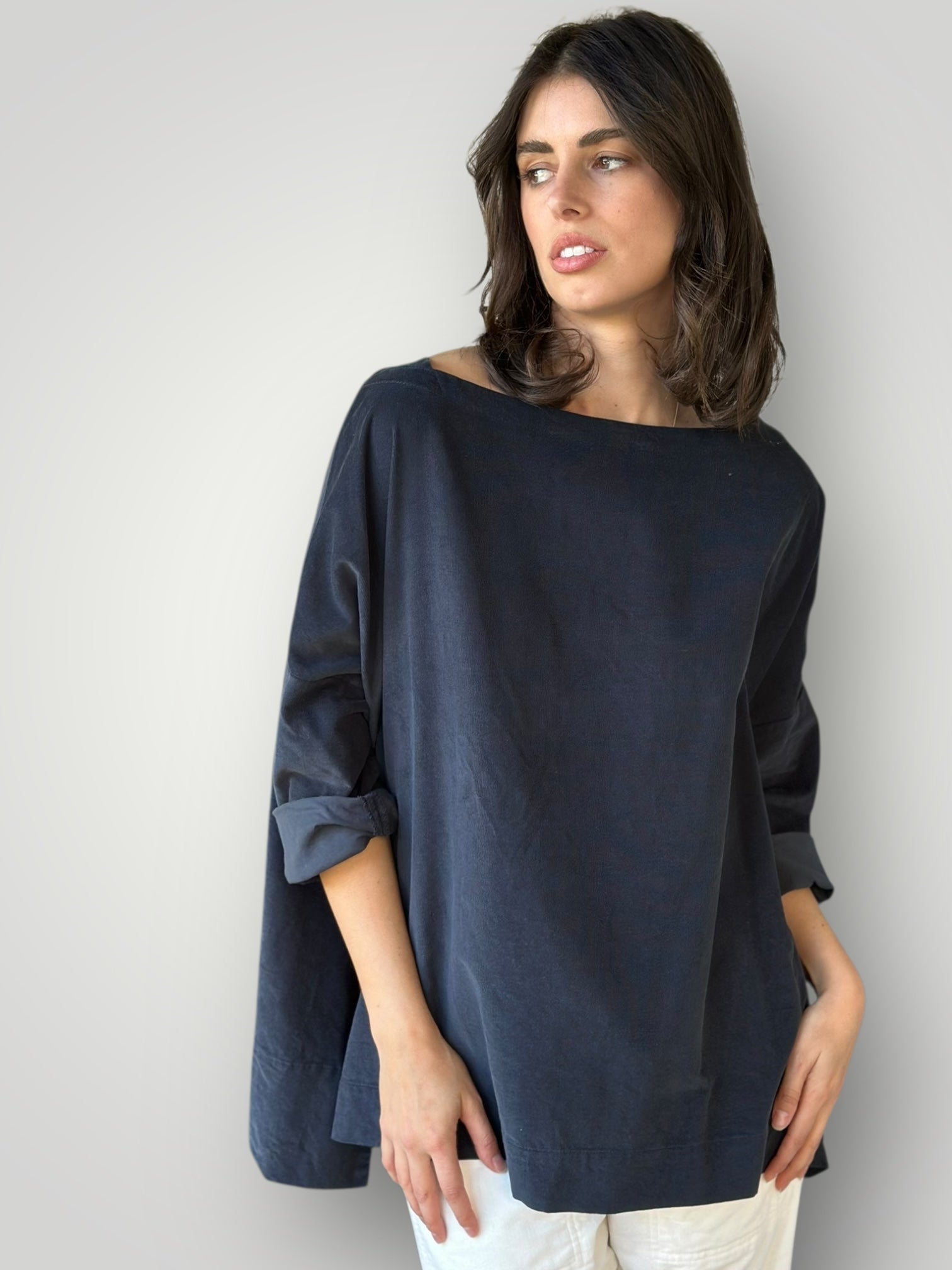 avril top - charcoal cord