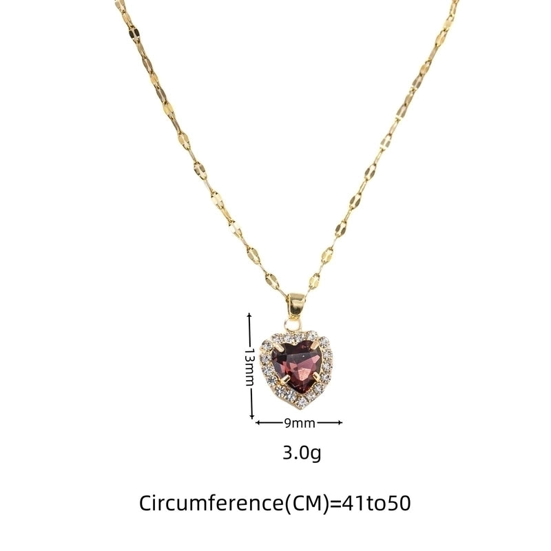 Titanium Steel Minimalist Plating Heart Shape Zircon Pendant Necklace
