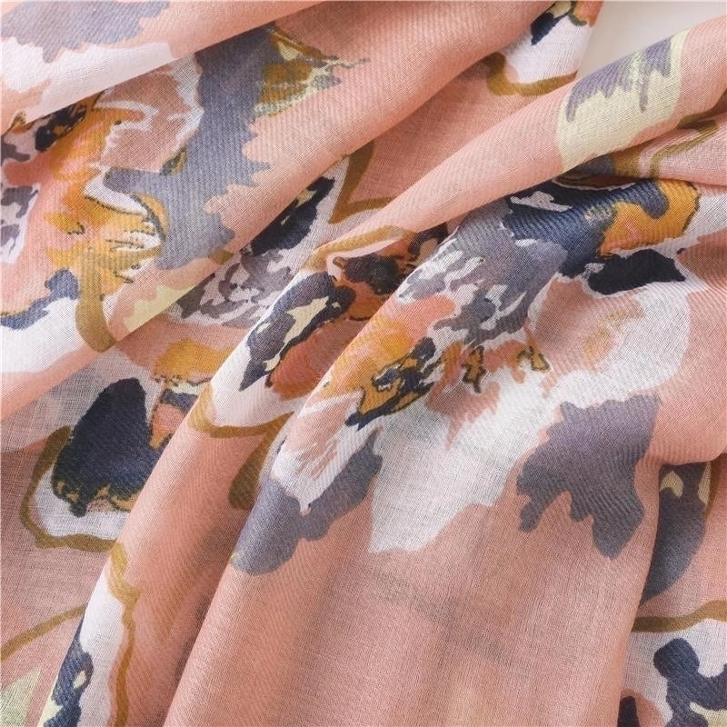Autumn And Winter Women's Cotton Scarf Fashion Splash Ink Flowers Fashion Sun Shawl