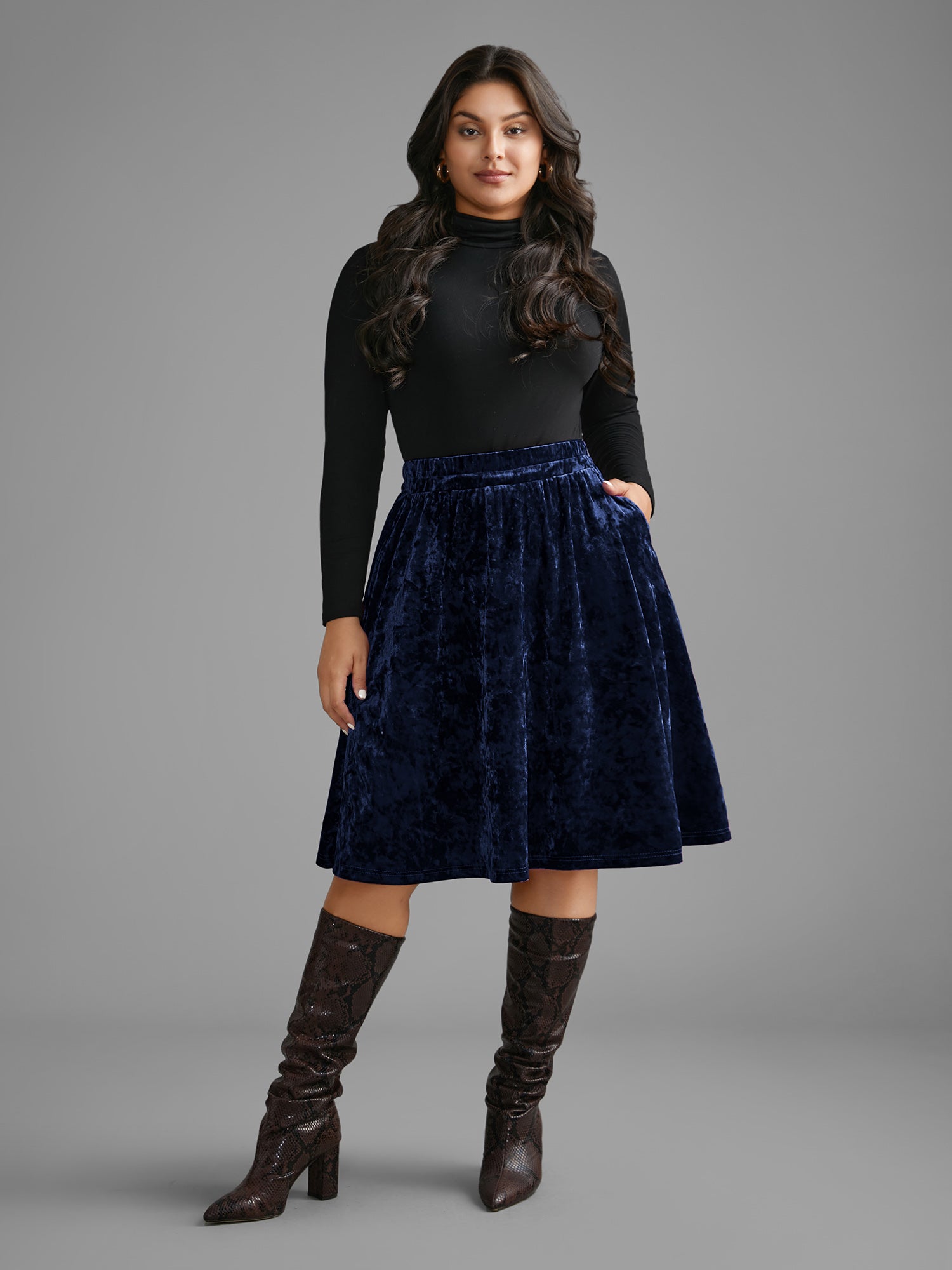 Velvet Elastic Waist Skirt