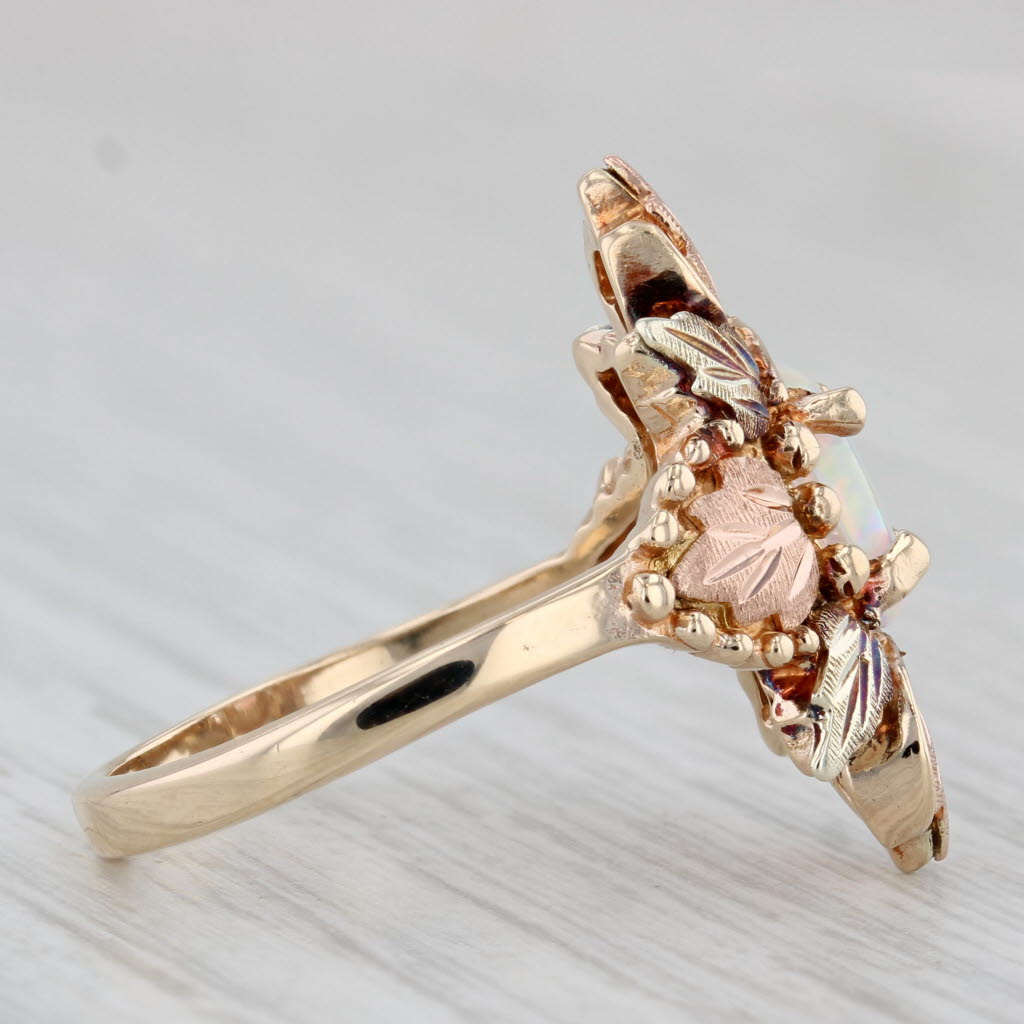 Lab Created Opal Flower Ring 10k Size 7.75 Black Hills Gold TRJ