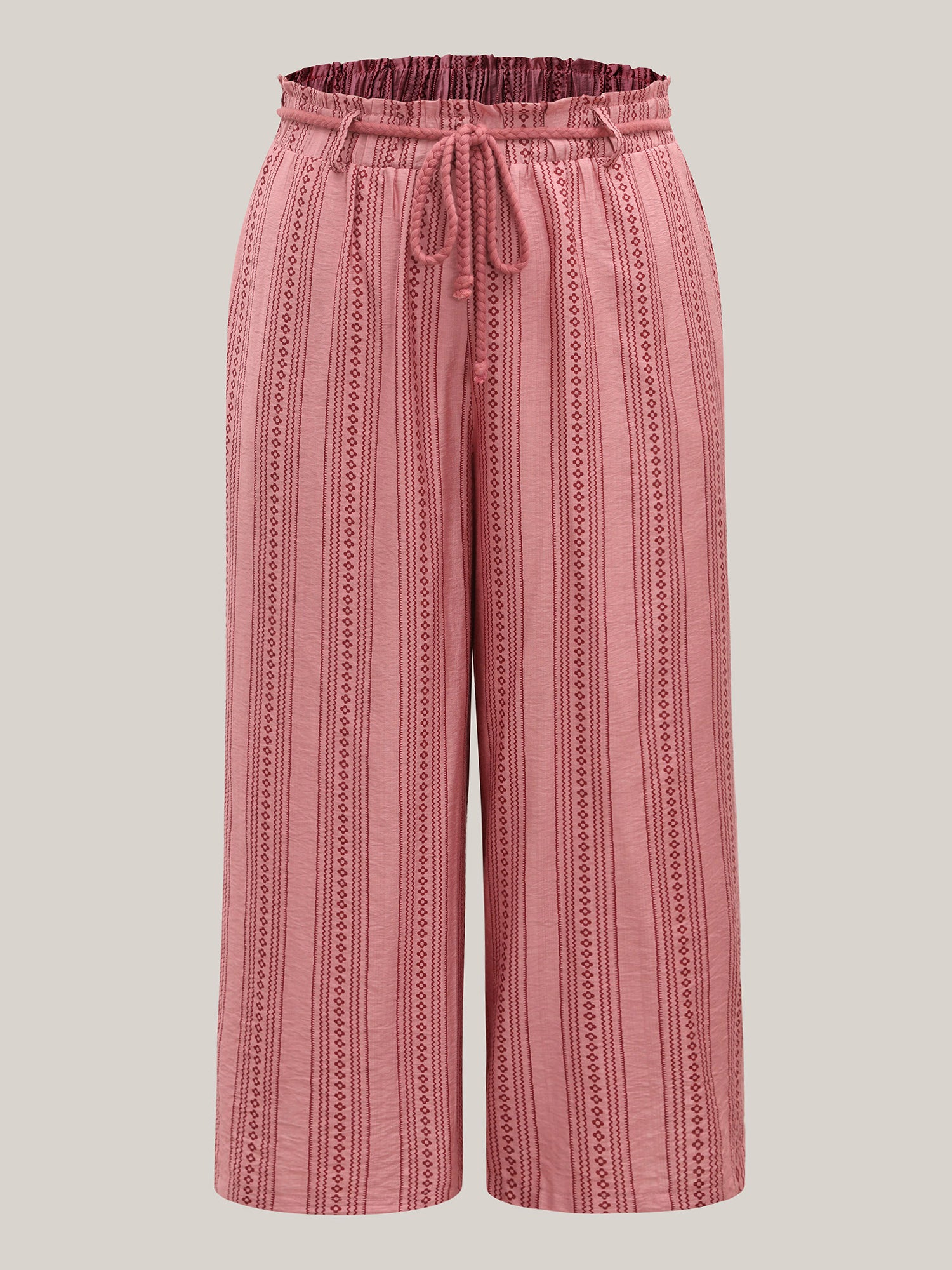 Stripe Print Drawstring Wide-Leg Pants
