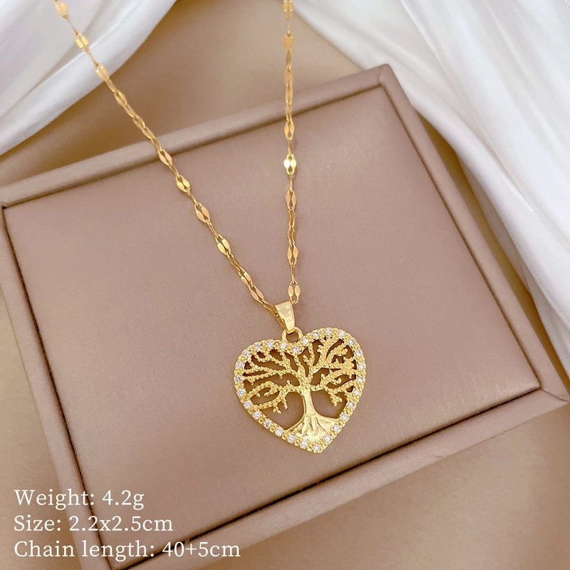 Fashion Geometric Titanium Steel Copper Plating Artificial Diamond Necklace