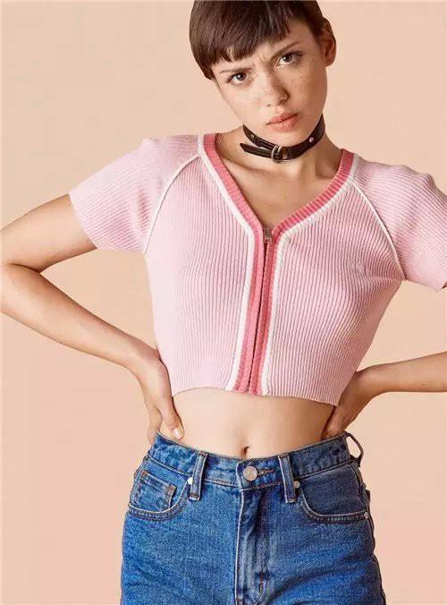 Zip Up Knitted Crop Top