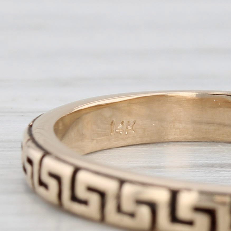 Greek Key Pattern Ring 14k Yellow Gold Size 6.5 Stackable Band
