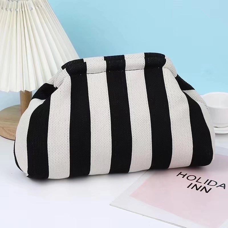 Women's Polyester Stripe Cute Classic Style Square Open Cloud Shape Bag