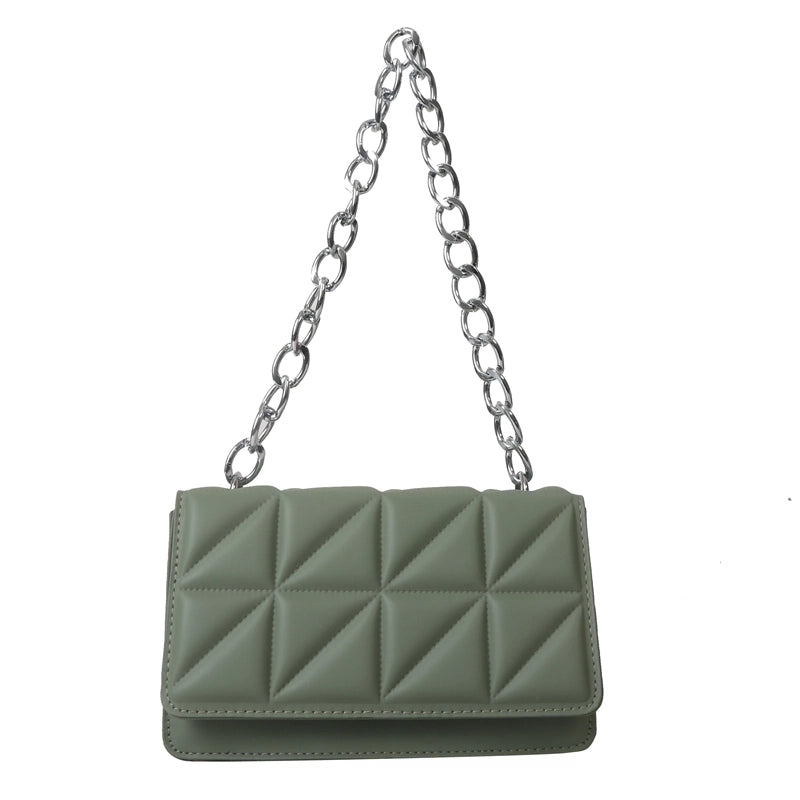 Women's Pu Leather Solid Color Basic Square Flip Cover Shoulder Bag Underarm Bag