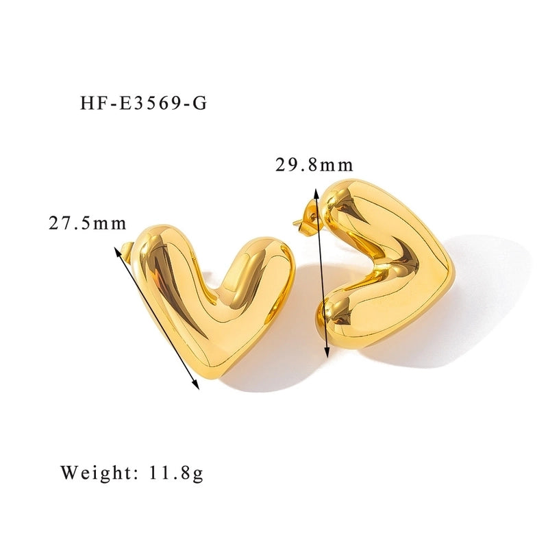1 Pair Minimalist Classic Style U Shape Heart Shape Plating 316L Stainless Steel  Ear Studs
