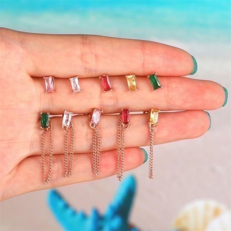Ear Cartilage Rings & Studs Minimalist Geometric Brass Gem