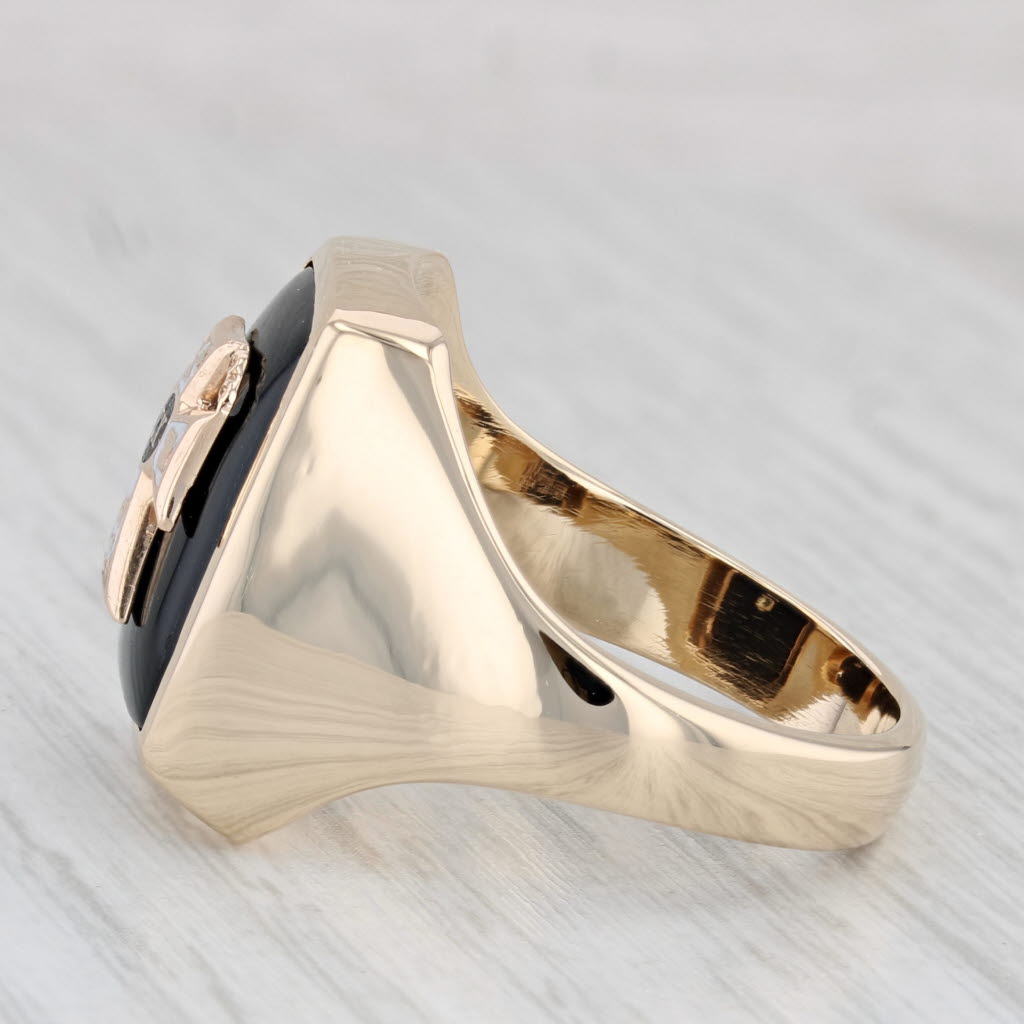 Custom Sigma Chi Cross Badge Signet Ring 10k Gold Onyx Sz 12 Vintage Fraternity