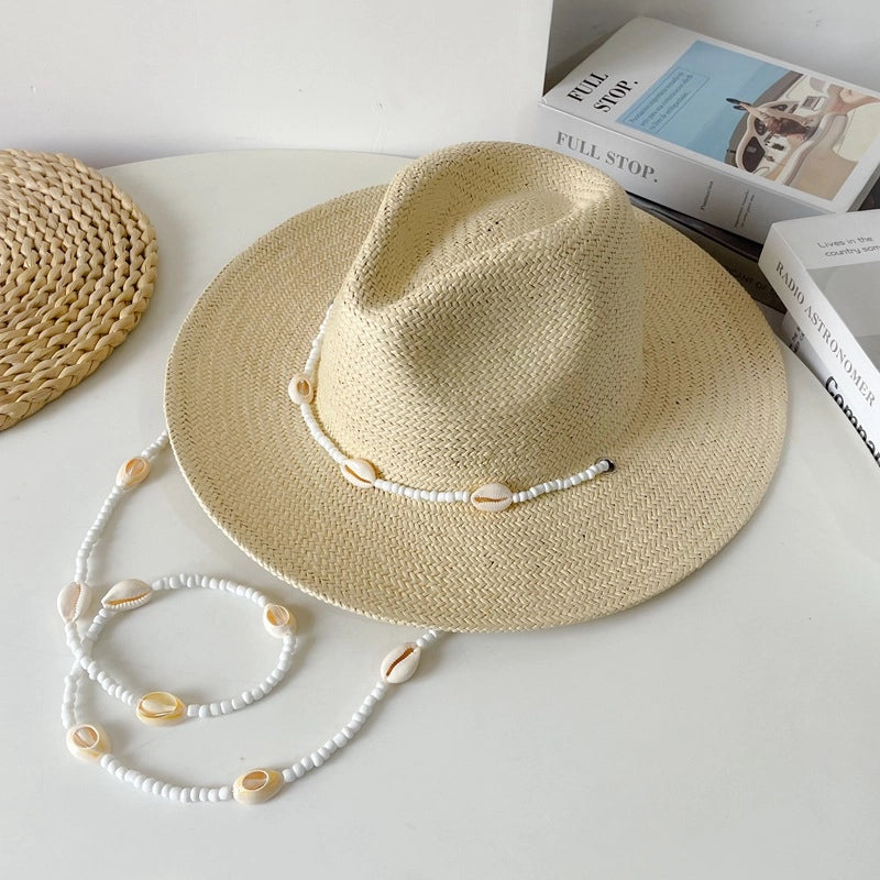Unisex Basic Cowboy Style Classic Style Shell Big Eaves Sun Hat Straw Hat