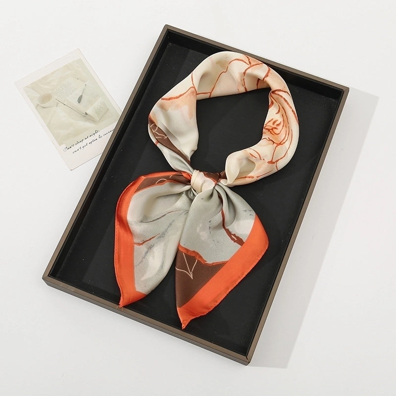 Women's Pastoral Minimalist Moon Tree Satin Printing Silk Scarf Bandanas