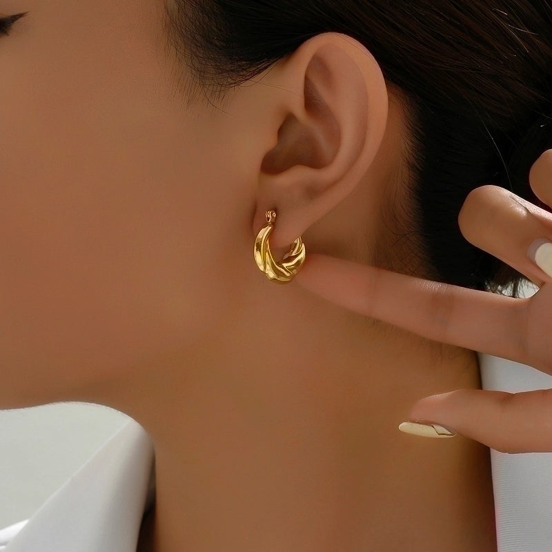 1 Pair Ig Style Minimalist Twist Irregular Plating Stainless Steel 18k Gold Plated Earrings